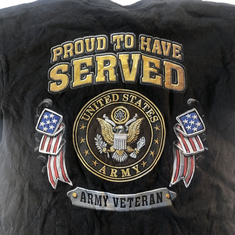 Proud to Have Served US Army Black T-Shirt Men's Size M Crewneck Navy Veteran - Picture 4 of 11